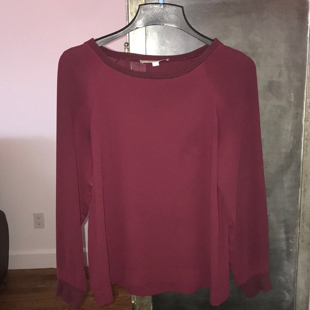 LOFT Maroon Raglan Top